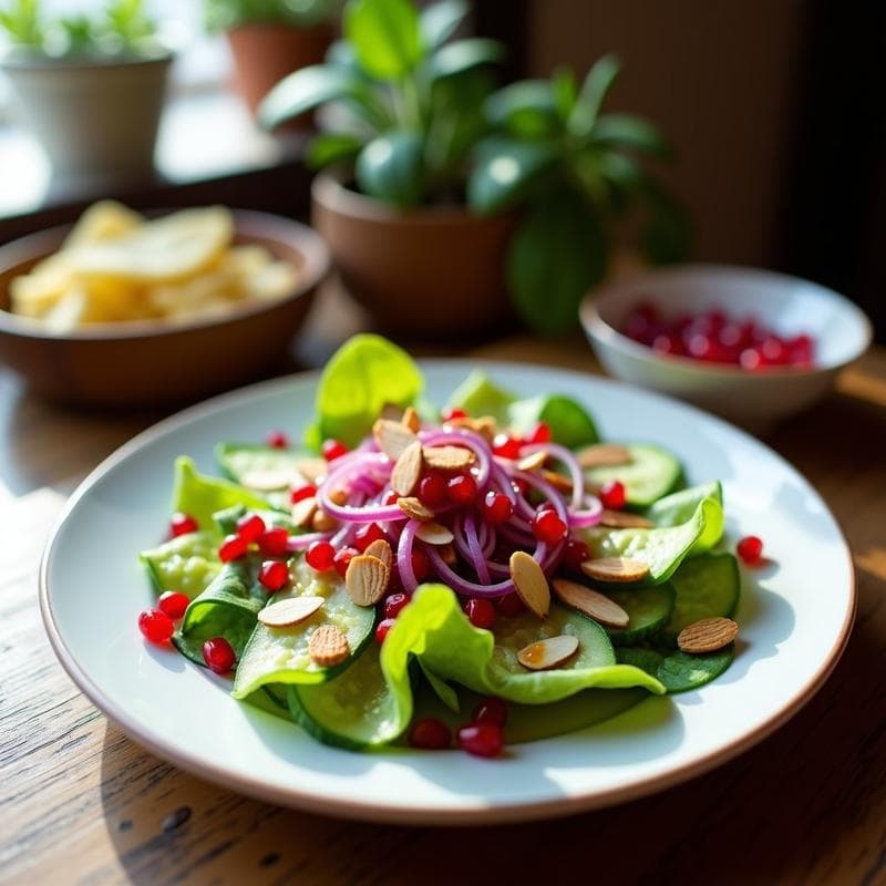 Ensalada de Canónigos y Granadas con Vinagreta de Vinagre de Manzana y Miel de Agave