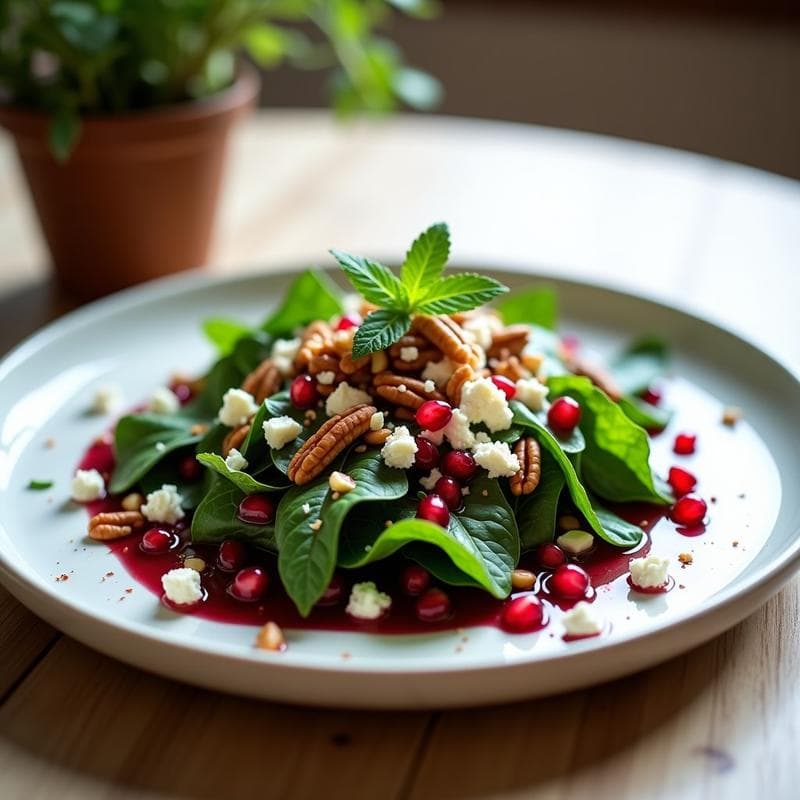 Ensalada de Canónigos con Granos de Granada y Vinagreta de Vinagre de Arándanos: Receta Griega Keto