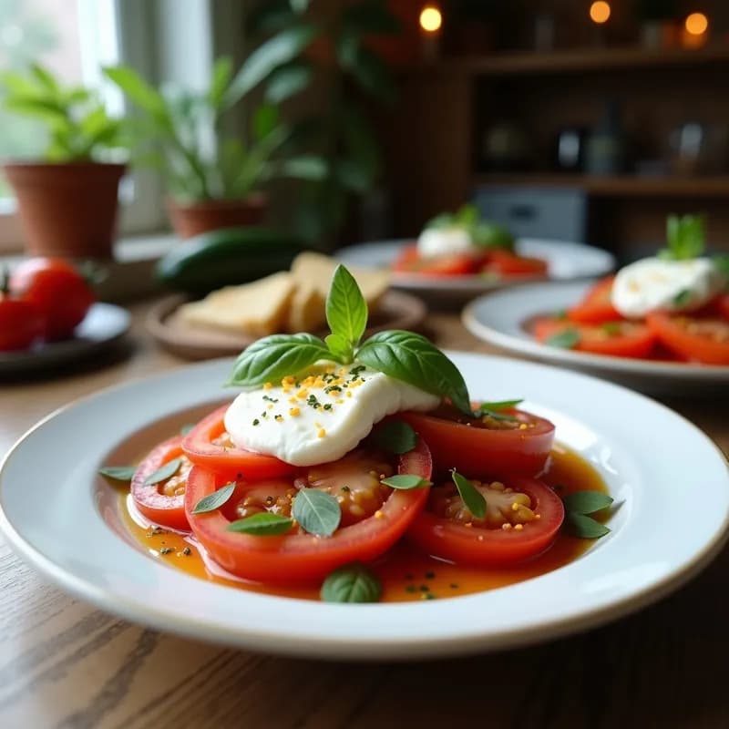 Ensalada Caprese Gourmet con Tomate Azul: Receta Fácil y Sorprendente en 10 Minutos