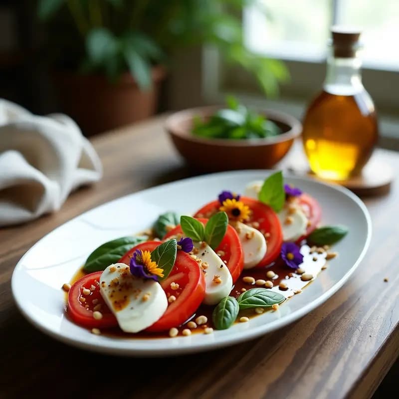 Ensalada Caprese con Mozzarella de Búfala y Albahaca Morada: Receta Italiana Refresh en 10 Minutos