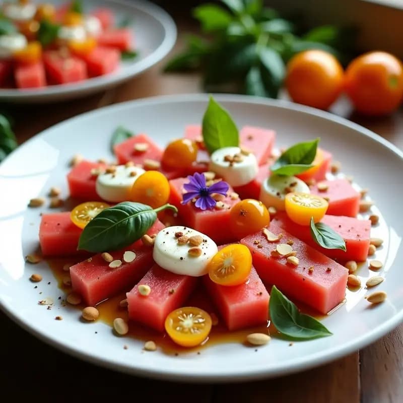 Ensalada Caprese de Sandía y Queso de Almendras: Receta Italiana Veraniega y Sin Lactosa