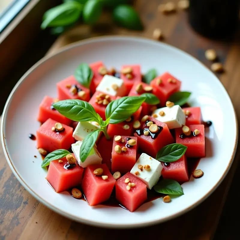 Ensalada Caprese de Sandía y Queso Fresco: Receta Italiana Fresca y Baja en Calorías