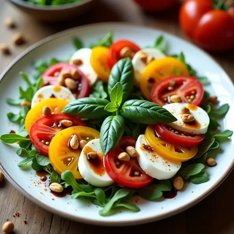 Ensalada Caprese con Tomate Amarillo y Albahaca Morada: Entrante Italiano Sin Gluten y Keto