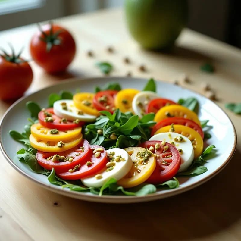 Ensalada Caprese con Tomate Amarillo y Queso de Búfala: Receta Italiana Sin Gluten