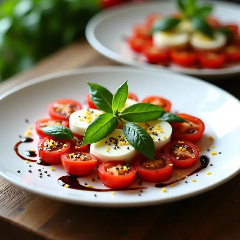 Ensalada Caprese con Tomates Cherry y Queso de BüfalaLight: Receta Italiana Keto en 10 Minutos