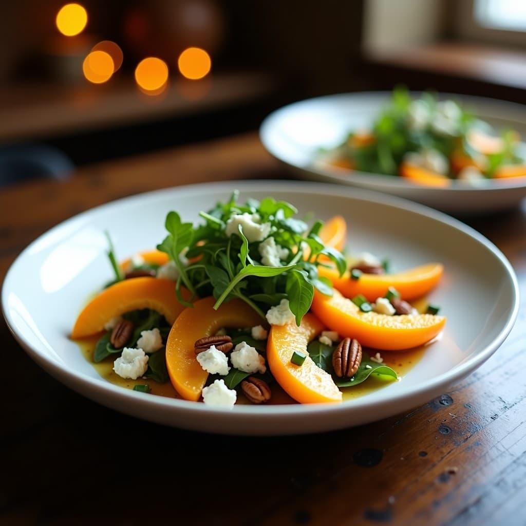 Ensalada de Caqui Persimon y Rúcula con Vinagreta de Mostaza de Dijon: Receta Otoñal Keto