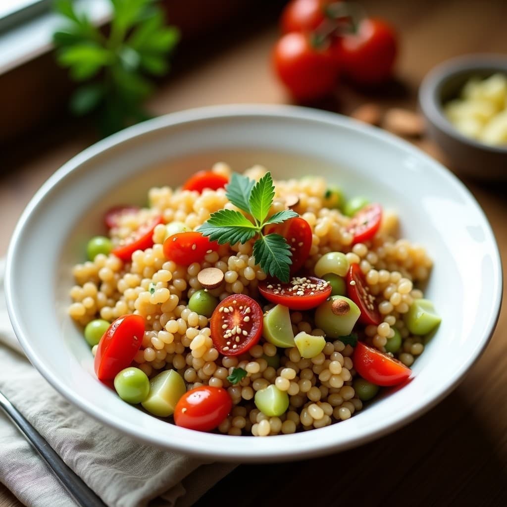 Ensalada de Cebada Perlada y Tomates Secos con Vinagreta de Limón Confitado: Receta en Thermomix