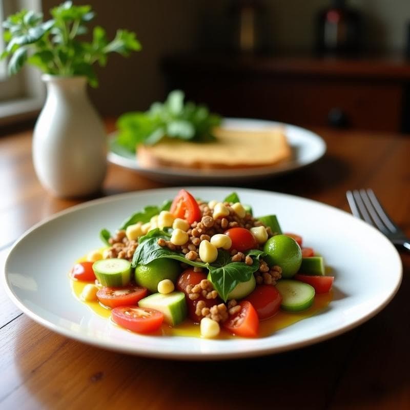Ensalada César Vegana Sin Lactosa: Receta Cremosa y Crujiente en 15 Minutos