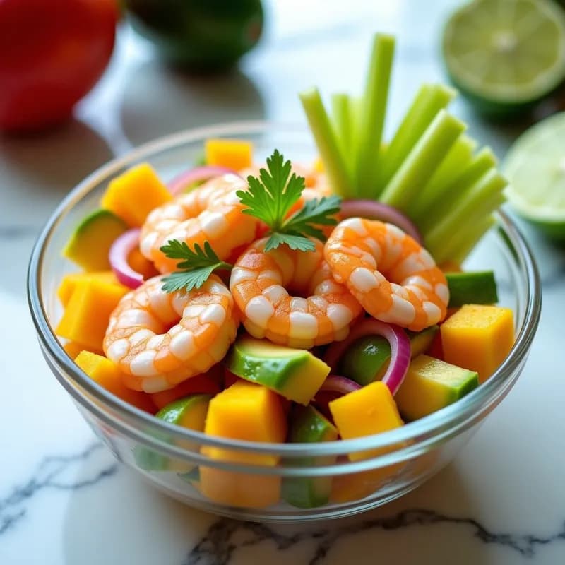 Ensalada Ceviche de Camarón con Mango Encurtido: Receta Fresca y Proteica en 20 Minutos
