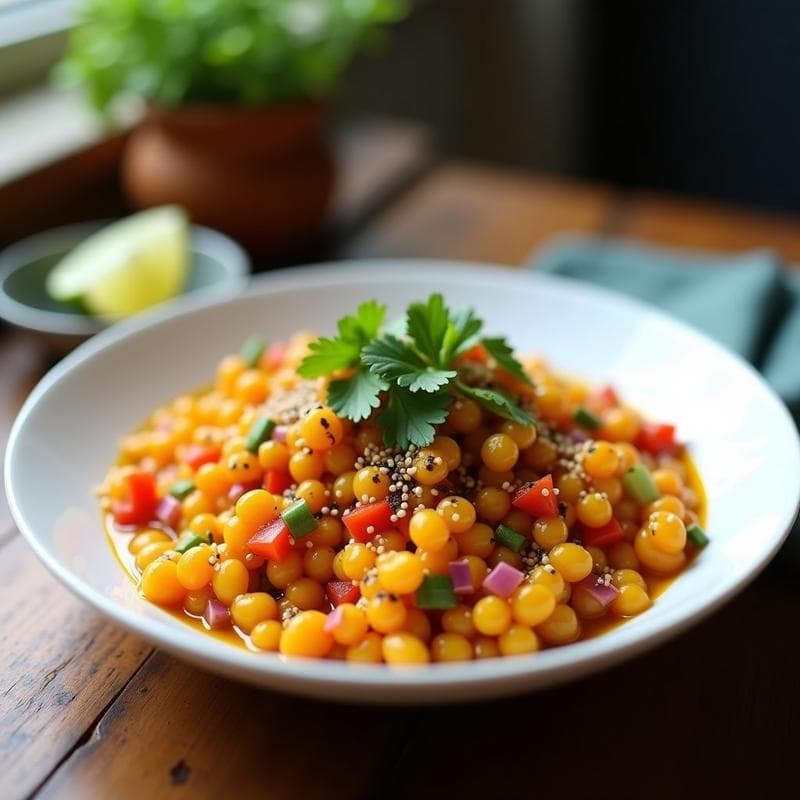 Ensalada Ceviche Vegana de Lentejas Rojas: Receta Peruana Sin Pescado en 15 Minutos