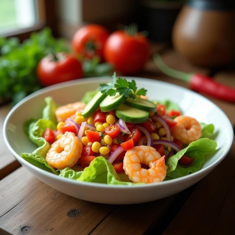 Ensalada de Ceviche Peruano con Camarones en Airfryer: Receta Fresca y Sin Lácteos en 20 Minutos