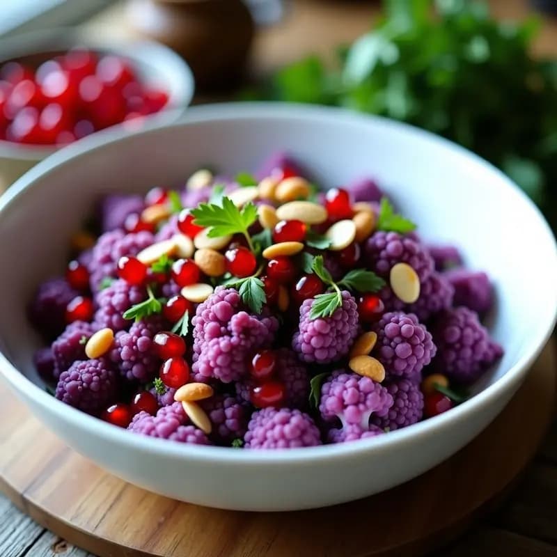 Ensalada de Coliflor Morada y Pasas con Vinagreta de Granado: Receta Persa Crudivegana