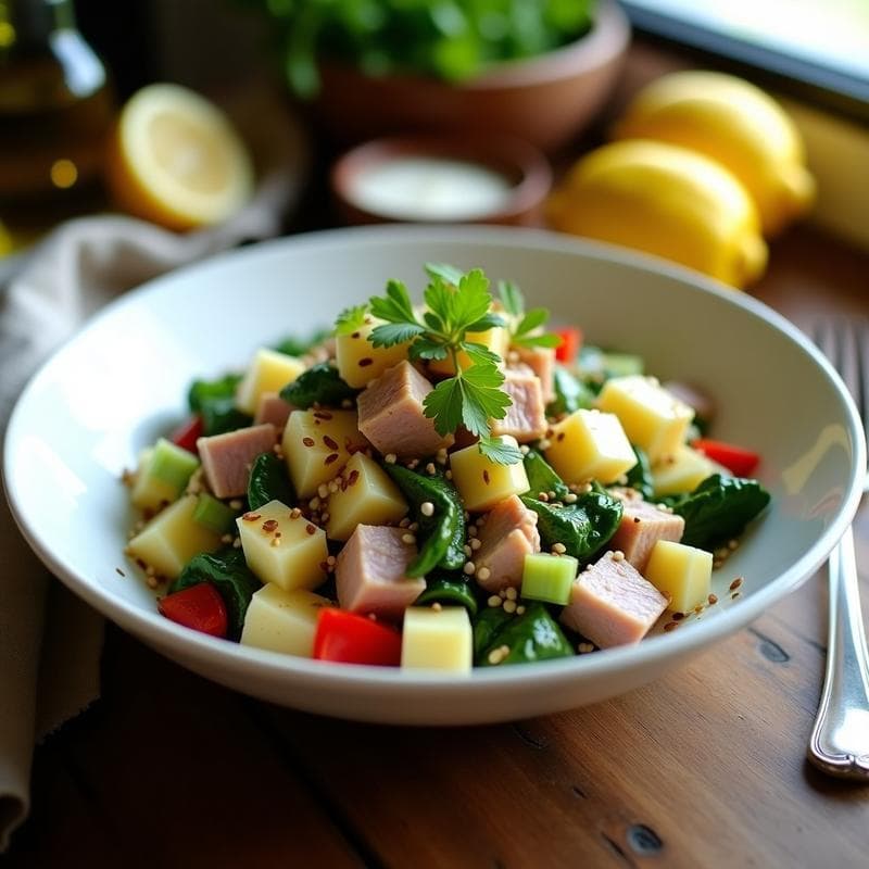 Ensalada de Colombo de Yuca y Atún con Aderezo de Limón: Receta Sin Gluten y Alta en Proteína
