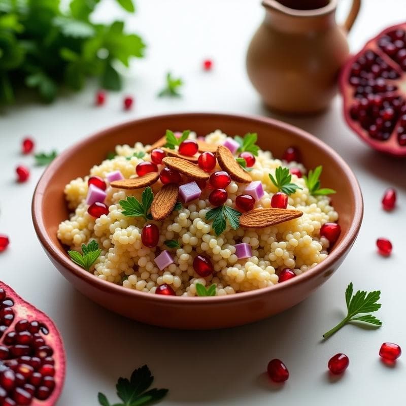 Ensalada de Couscous de Coliflor y Granados con Vinagreta de Granado: Receta Marroquí Sin Gluten