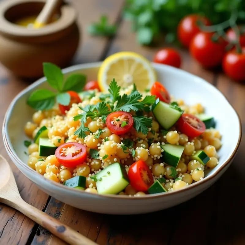 Ensalada de Couscous de Garbanzo con Limón y Hierbas: Receta Marroquí Vegana y Rapida