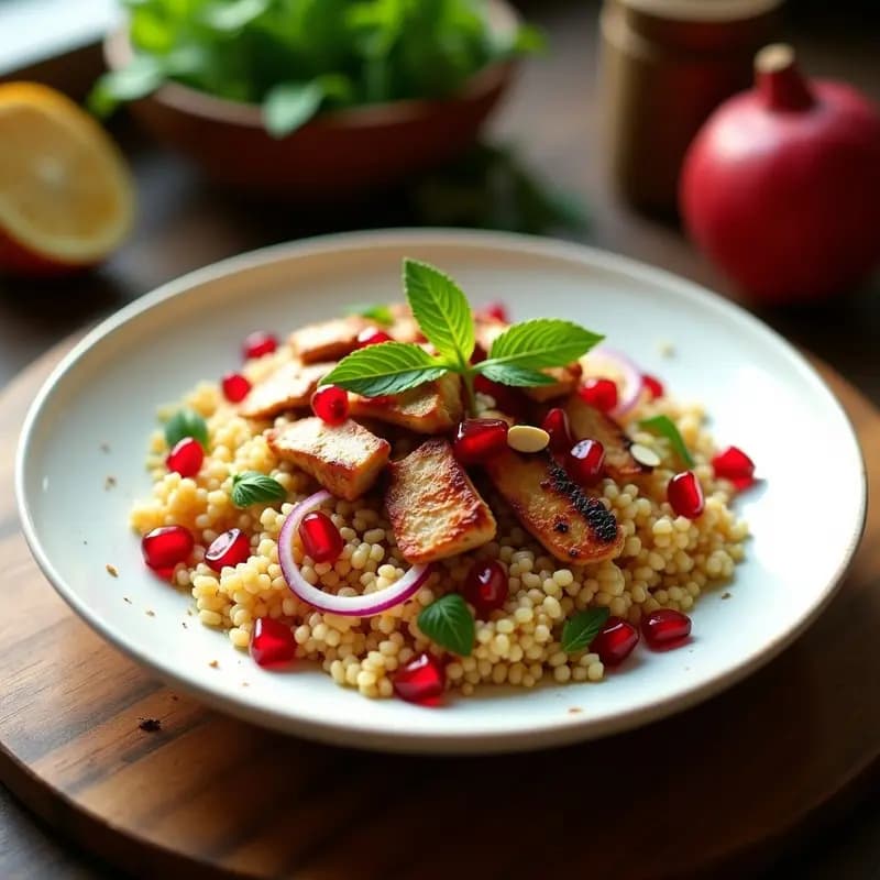 Ensalada de Couscous con Granada y Pollo a la Parrilla: Receta Marroquí alta en Proteína