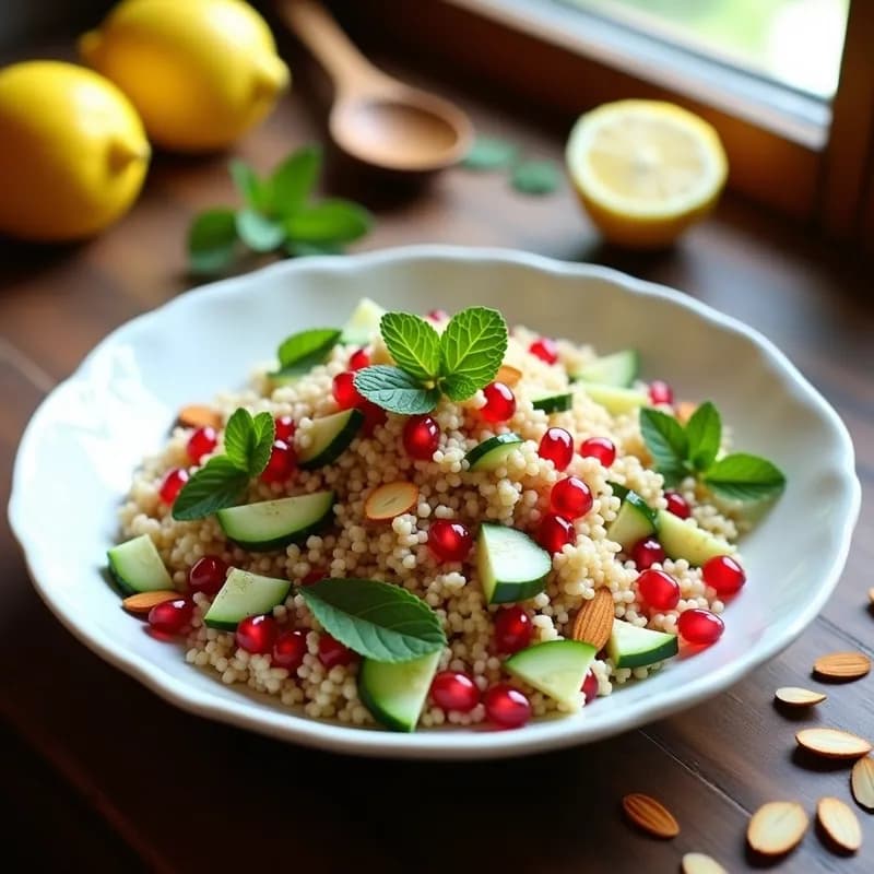 Ensalada de Cuscús con Granada y Menta Fresca: Receta Refreshante y Sin Cocinar