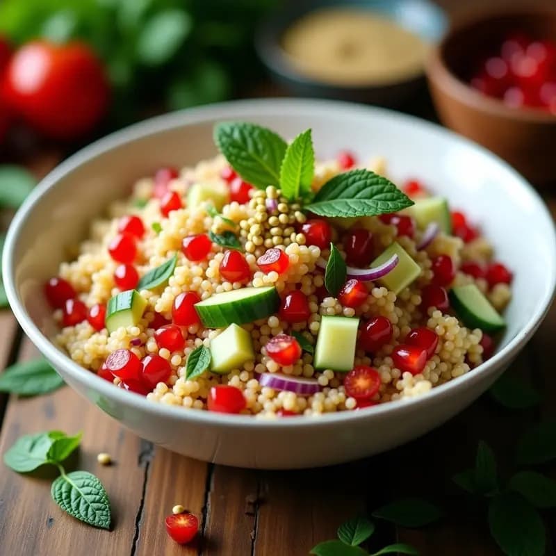 Ensalada de Couscous Integral con Granados y Hierbabuena: Receta Libanes Refrescante