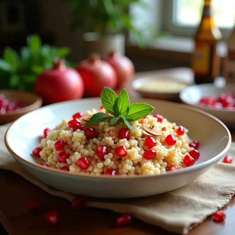 Ensalada de Couscous con Granados y Mentolado: Receta Marocí Fresca y Ligera