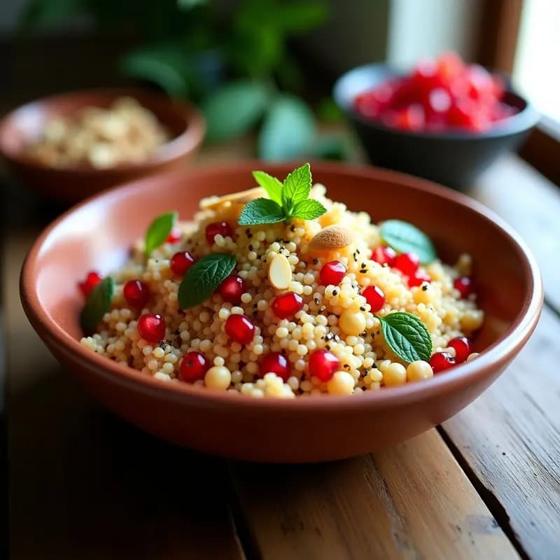 Ensalada de Couscous con Granados y Mint: Receta Marocí Refrescante y Sin Gluten