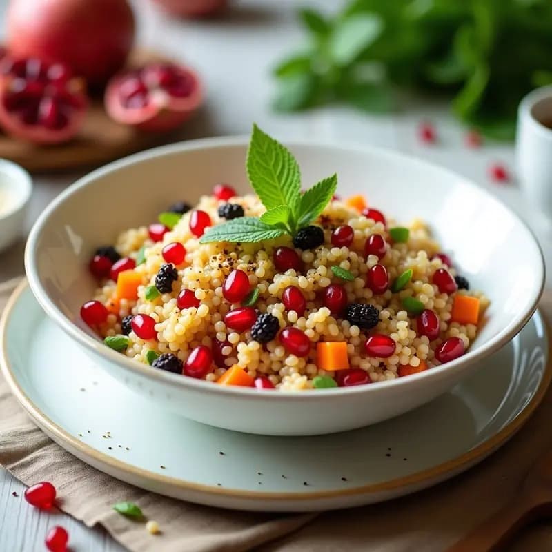 Ensalada de Couscous con Granada y Mentas: Receta Marroquí Vegana y Fresca para el Verano