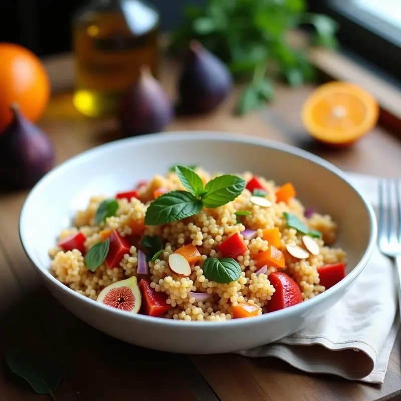 Ensalada de Couscous con Higos Frescos y Vinagreta de Naranja: Receta Marroquí Vegana y Refrescante