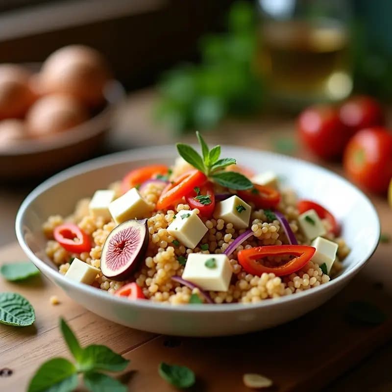 Ensalada de Couscous con Higos Frescos y Queso de Cabra: Receta Marroquí Dulce-Salada