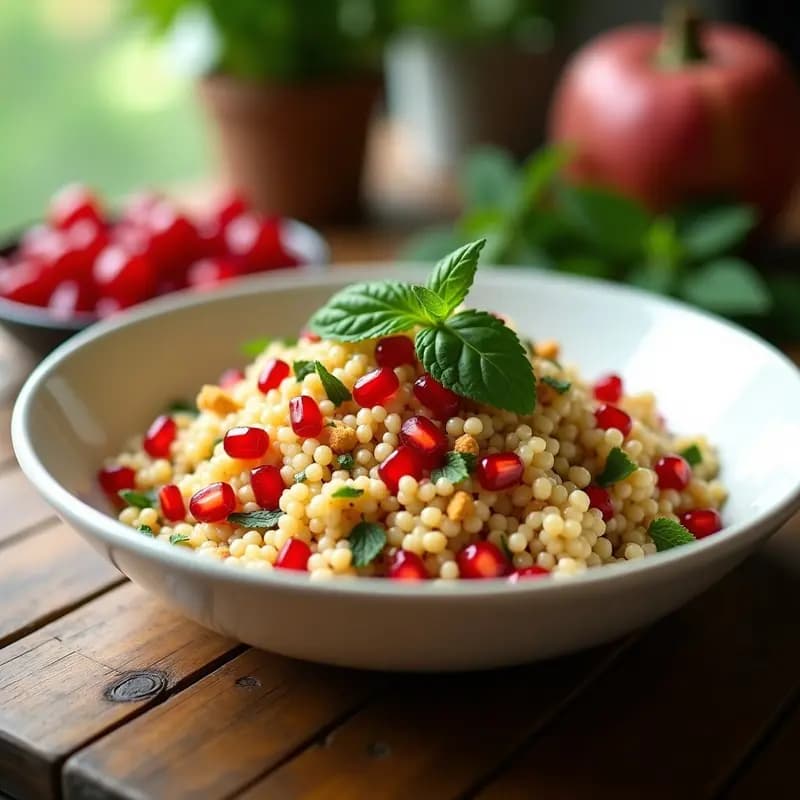 Ensalada de Couscous Integral con Granada y Menta: Receta Marroquí Refrescante y Sin Gluten