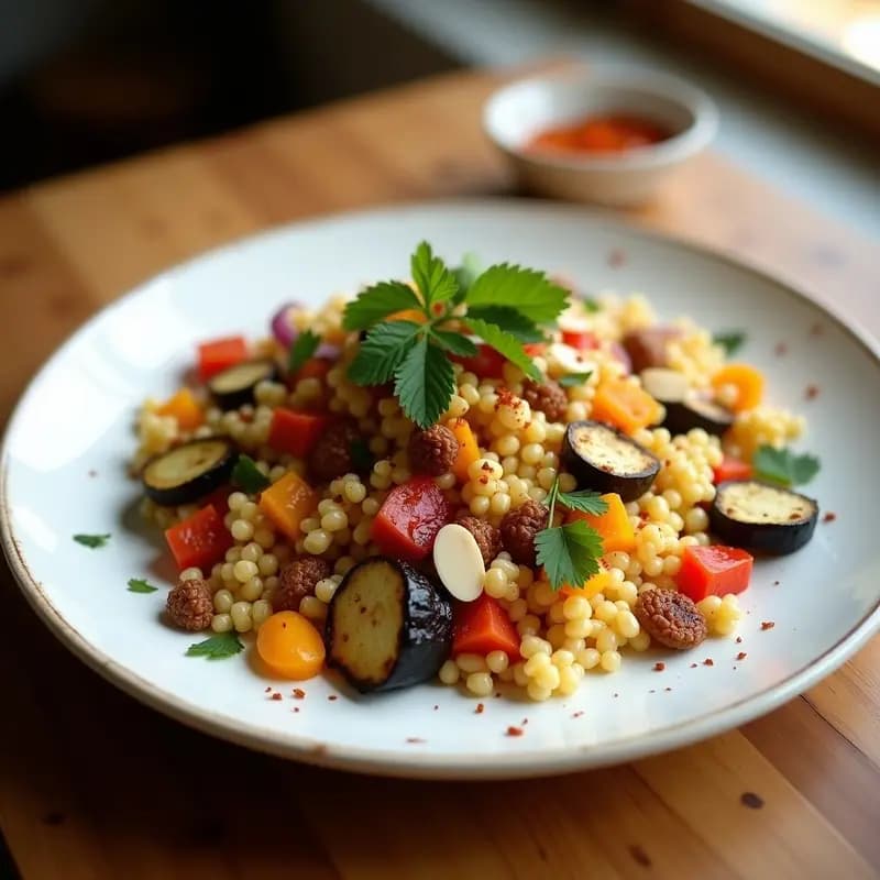 Ensalada de Couscous de Maíz y Vegetales Asados: Receta Marroquí Sin Gluten y Vegana