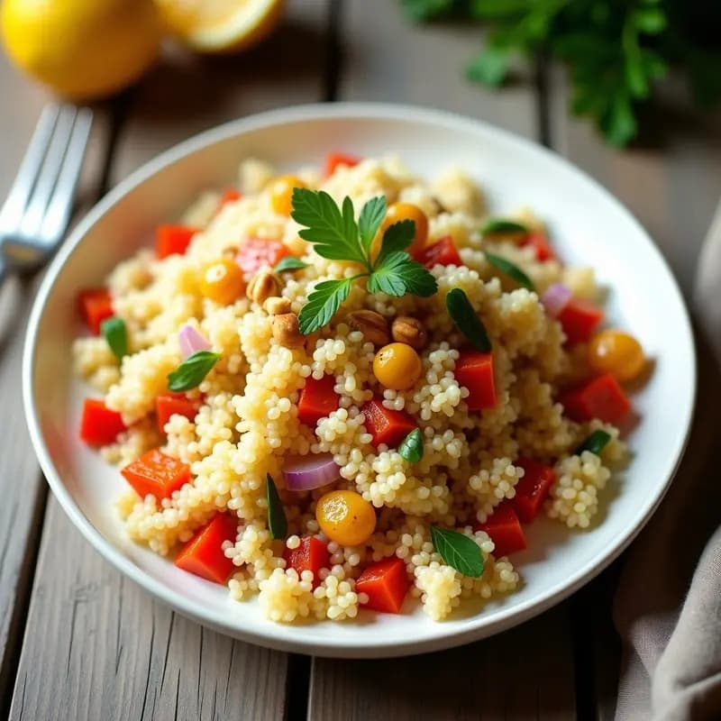 Ensalada de Couscous con Pasas y Piñones: Receta Magrebí Fresca y Energética Sin Cocinar