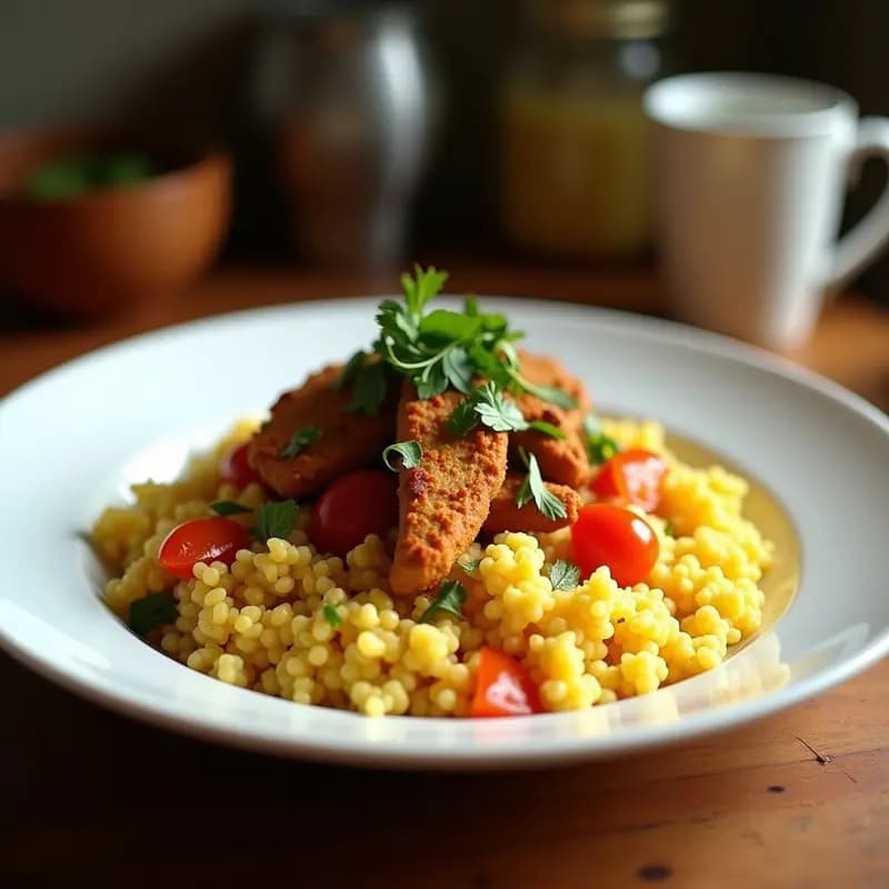 Ensalada de Couscous con Pollo Marinado en Ras el Hanout: Receta Marroquí en Thermomix