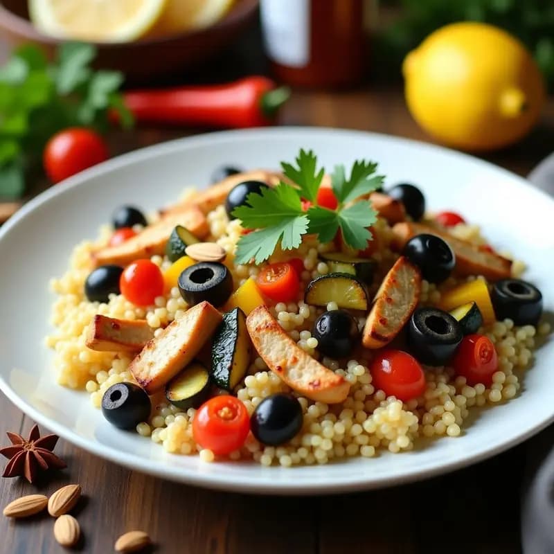 Ensalada de Couscous con Pollo a la Parrilla y Vegetales Asados: Receta Marocí Rápida