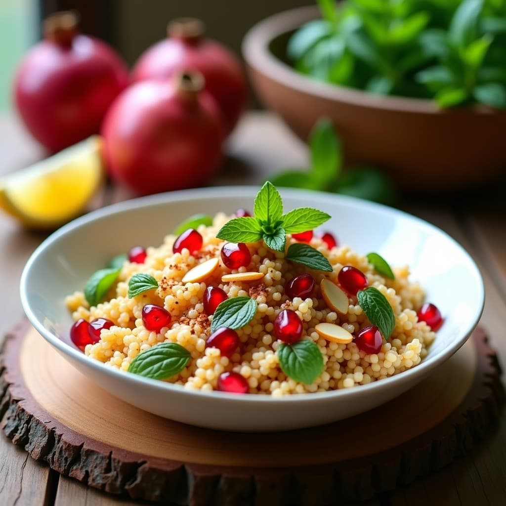 Ensalada de Couscous Integral con Granados y Mentas: Receta Marroquí Fresca y Sin Gluten