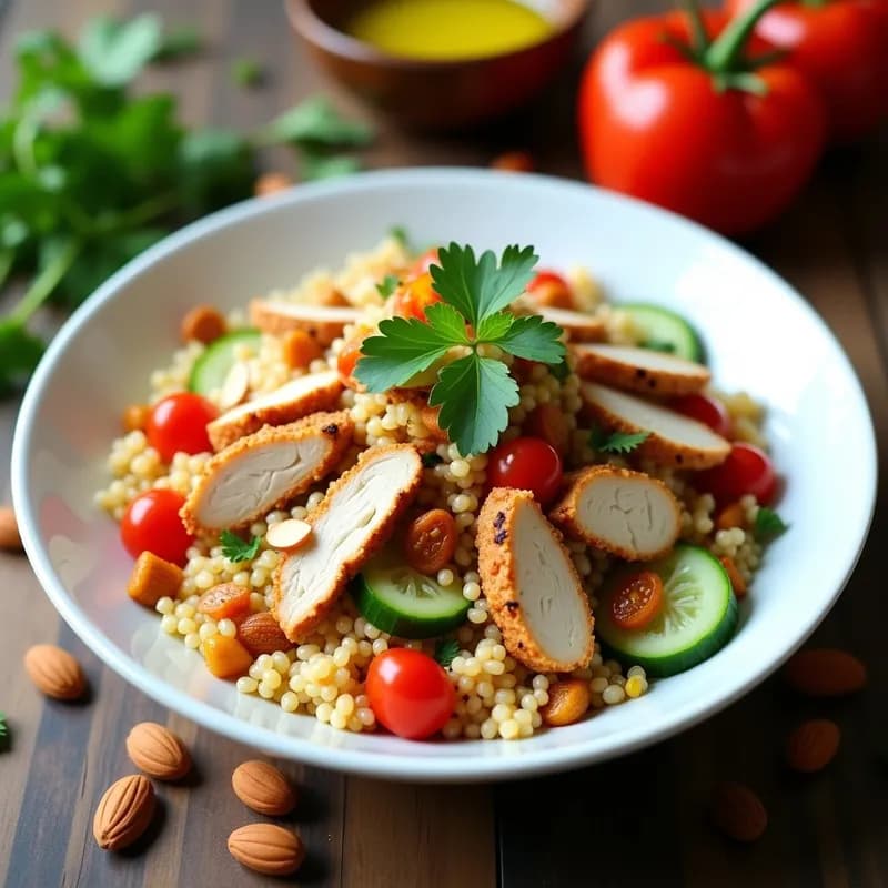 Ensalada de Cuscús Marroquí con Pollito y Especias: Receta Alta en Proteína en 20 Minutos
