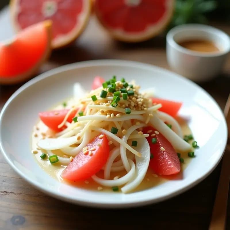 Ensalada de Rabanito Daikon y Pomelo con Aderezo de Sésamo: Receta China Desintoxicante