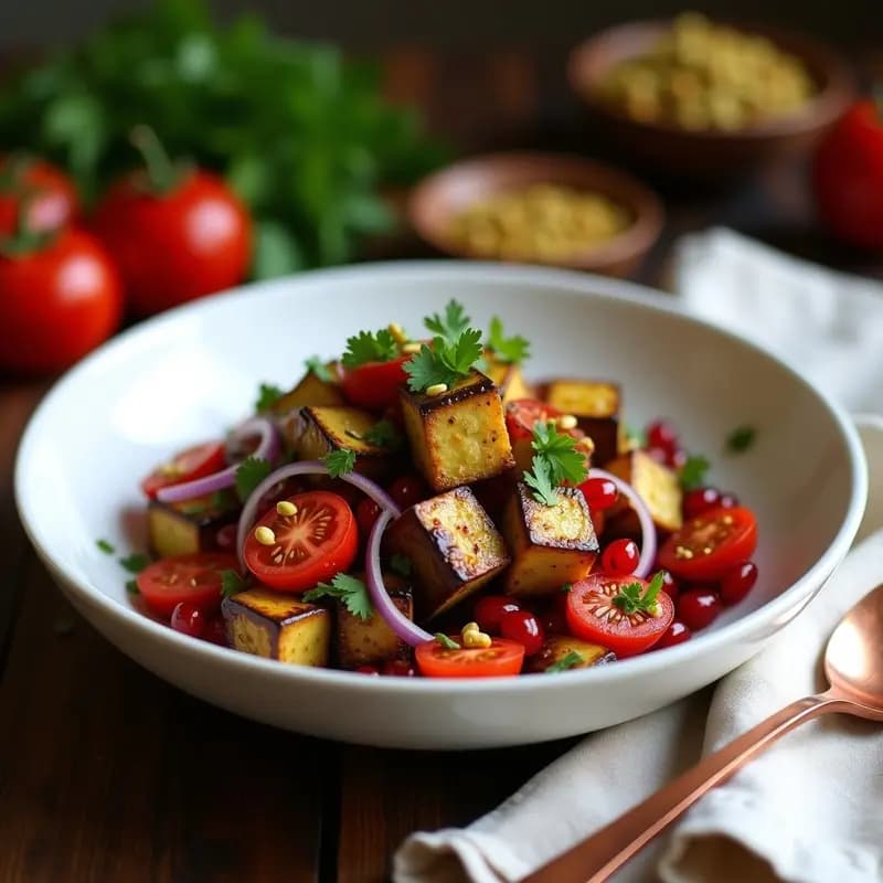 Dolakhma de Berenjena y Granada: Ensalada Armenia Vegana y Refrescante