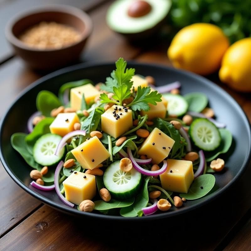 Ensalada de Durian y Rúcula con Vinagreta de Miso: Receta Tailandesa Exótica y Nutritiva