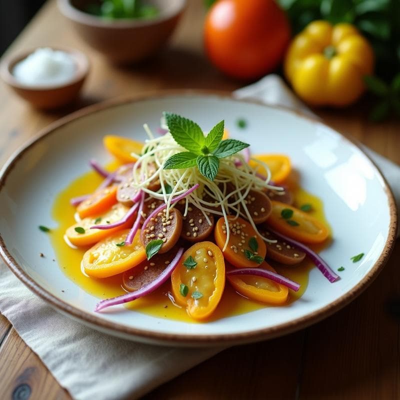 Ensalada de Edgar con Vinagreta de Granadilla: Receta Peruana Vegana y Exótica