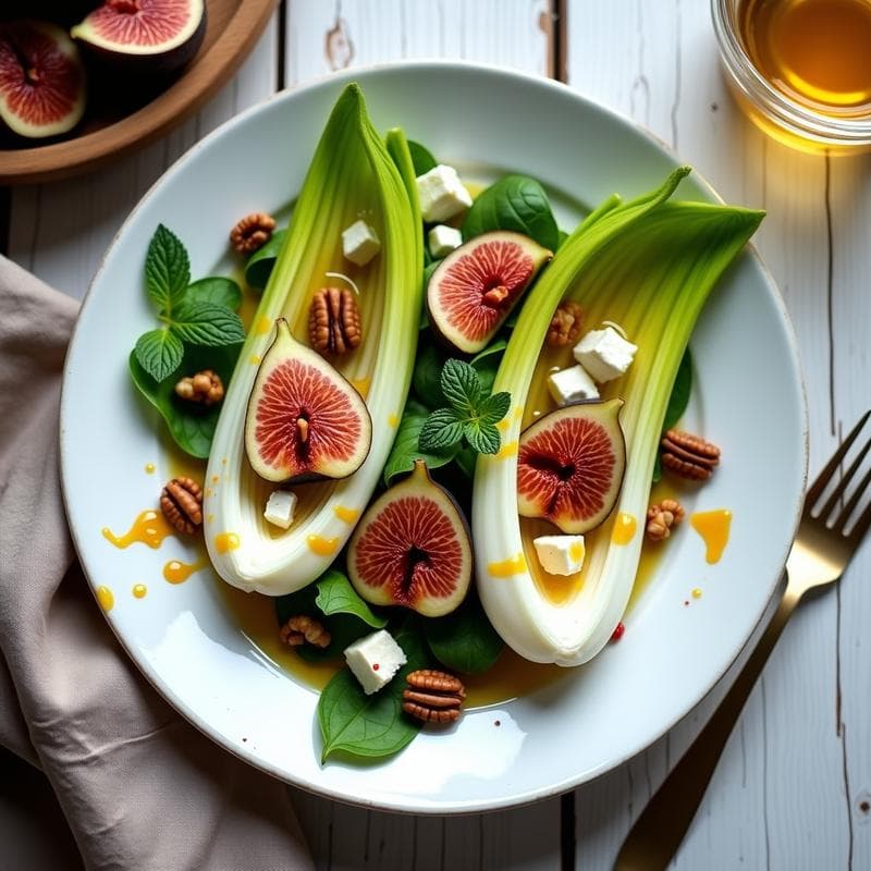 Ensalada de Endibia y Queso de Cabra con Vinagreta de Higos: Receta Belga Sin Gluten