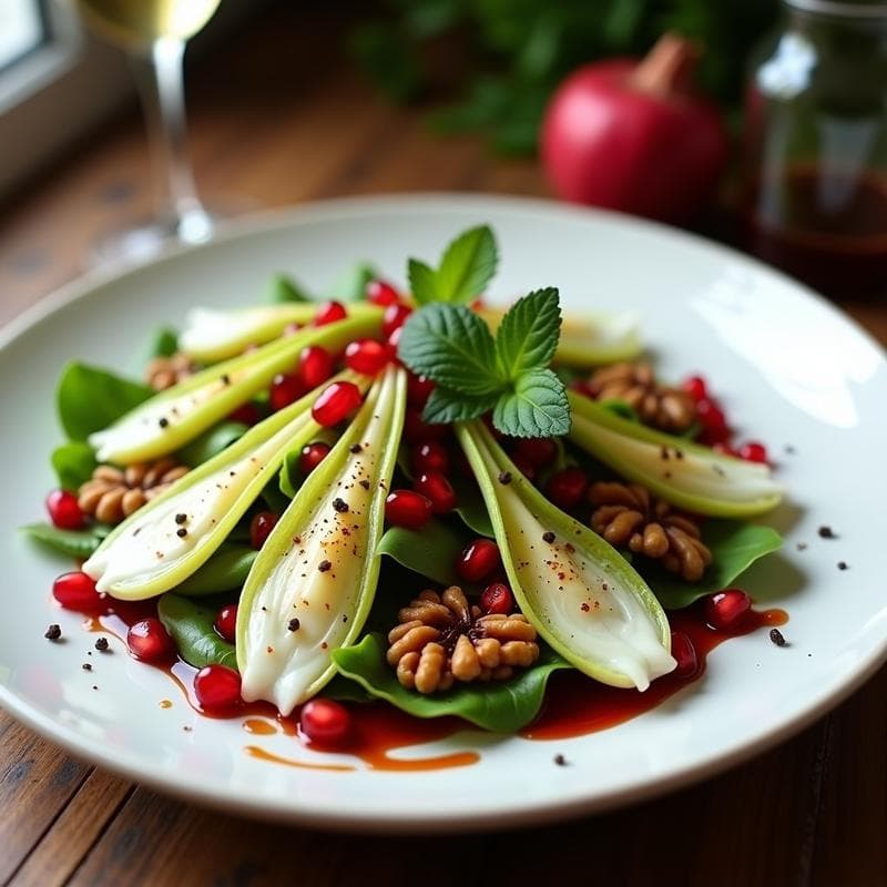 Ensalada de Endibias, Nueces y Queso de Oveja con Vinagreta de Granados: Receta Gourmet y Rápida