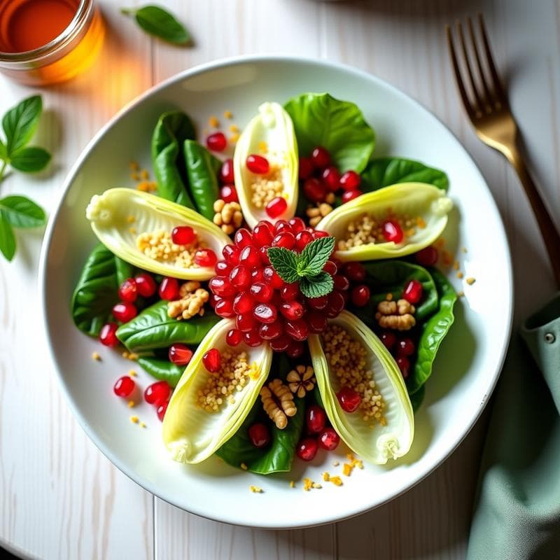 Ensalada de Endibias y Nueces con Vinagreta de Granado: Receta Francesa Crujiente y Sin Cocción