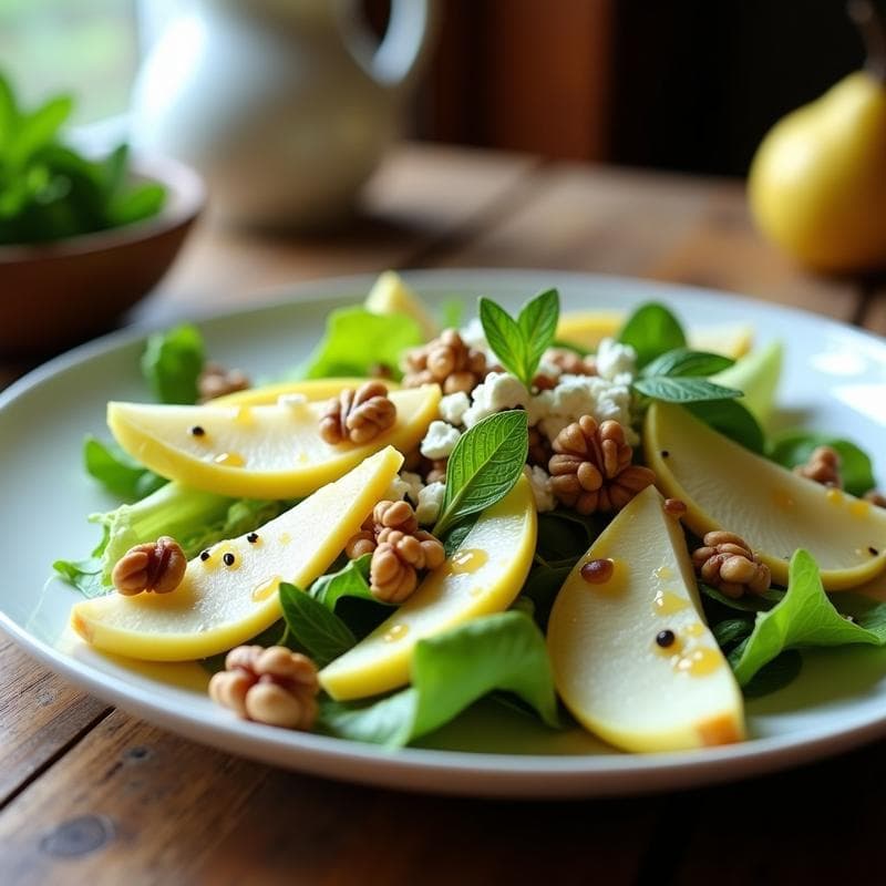 Ensalada de Endibias, Peras y Queso de Cabra con Vinagreta de Mostaza de Dijon: Receta Francesa en 10 Minutos