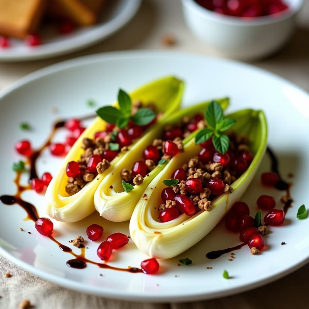 Ensalada de Endivias, Granada y Nueces con Vinagreta de Vinagre de Módena: Receta Elegante