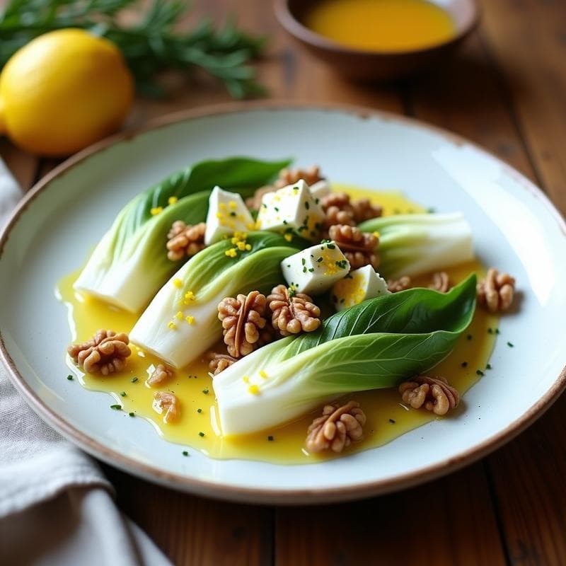 Ensalada de Endivias con Nueces y Vinagreta de Miel de Dátil: Receta Francesa Sin Gluten