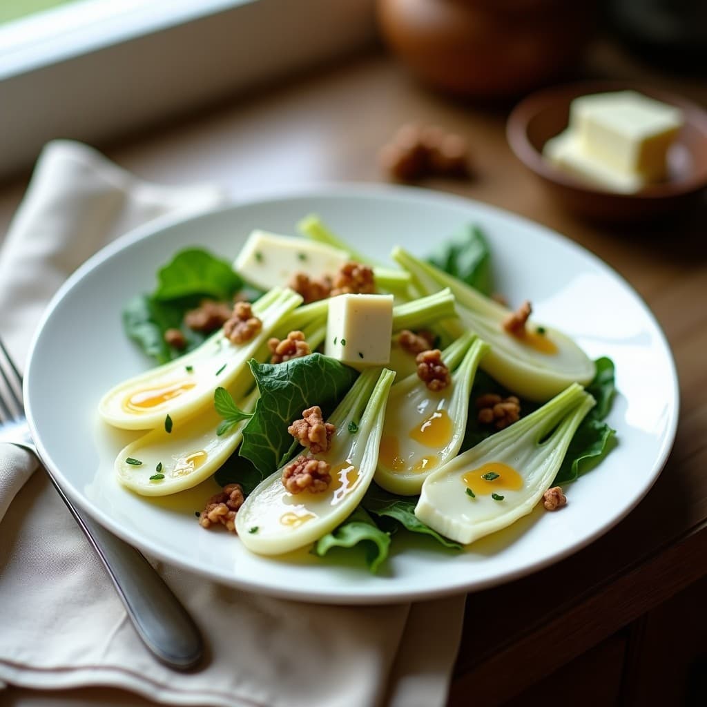 Ensalada de Endivias, Nuez y Roquefort con Vinagreta de Miel y Mostaza: Receta Francesa para Brunch