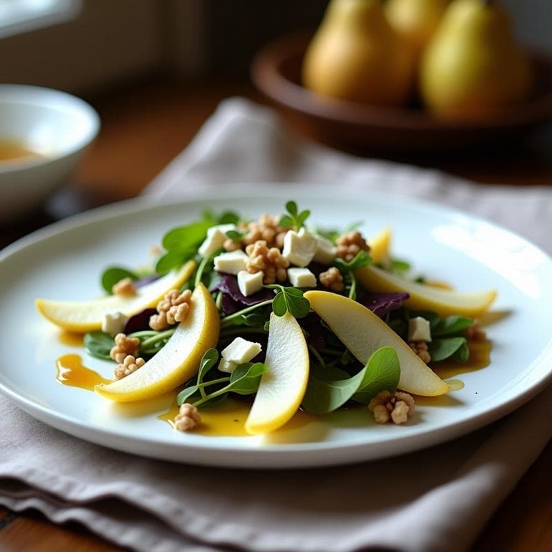 Ensalada de Endivias, Peras y Queso Azul con Vinagreta de Nueces: Receta Francesa Elegante
