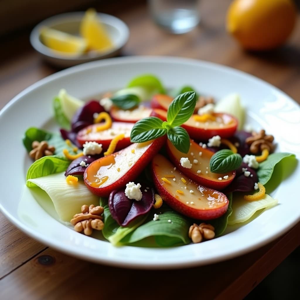 Ensalada de Endivias y Peras al Vino Tinto: Receta Belga con Queso de Cabra