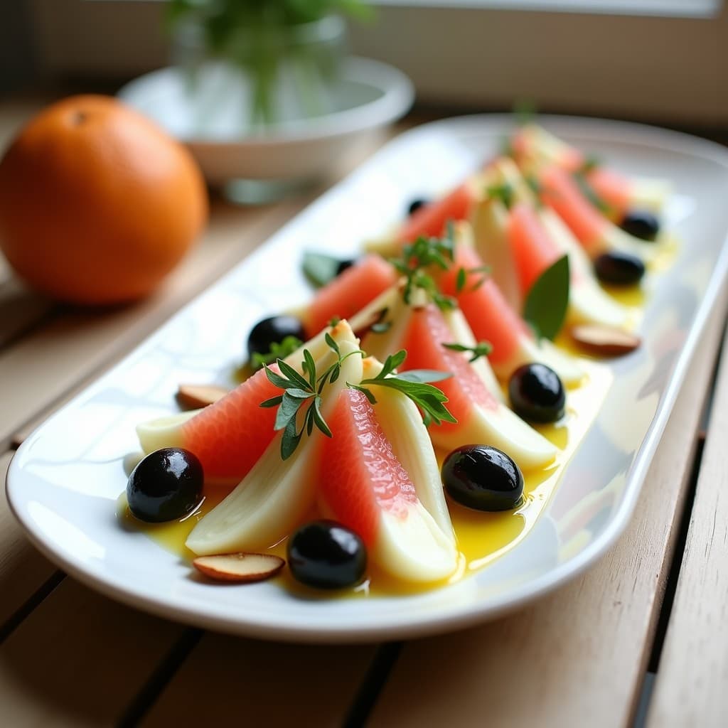 Ensalada de Endivias, Pomelo Rosa y Aceitunas Negras: Receta Francesa con Toque Ácido