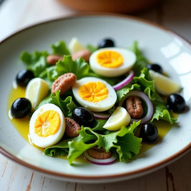 Ensalada de Escarola con Anchoas y Huevos Duros: Receta de Entrante Tradicional en 10 Minutos
