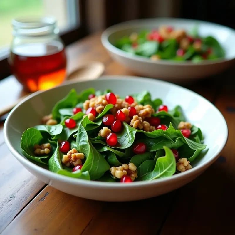 Ensalada de Escarola, Nueces y Granados con Vinagreta de Vinagre de Manzana: Receta Crudivegana en 10 Minutos